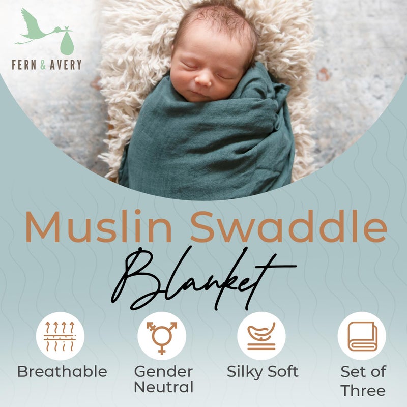 Fern & Avery Organic Receiving Blankets for Boys & Girls - Lightweight Breathable Organic Cotton - Gender Neutral Swaddle Blankets -Forest Theme - Image 2