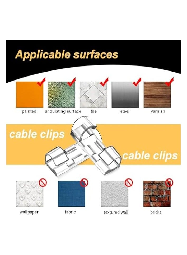 erorex 60 Transparent Cable Clips, 1.18 x 0.41 Inch, Self-Adhesive, Strong Hold, No Wall Damage, Organize Cables, USB, HDMI, Ethernet, TV, Computer Cords - Image 4