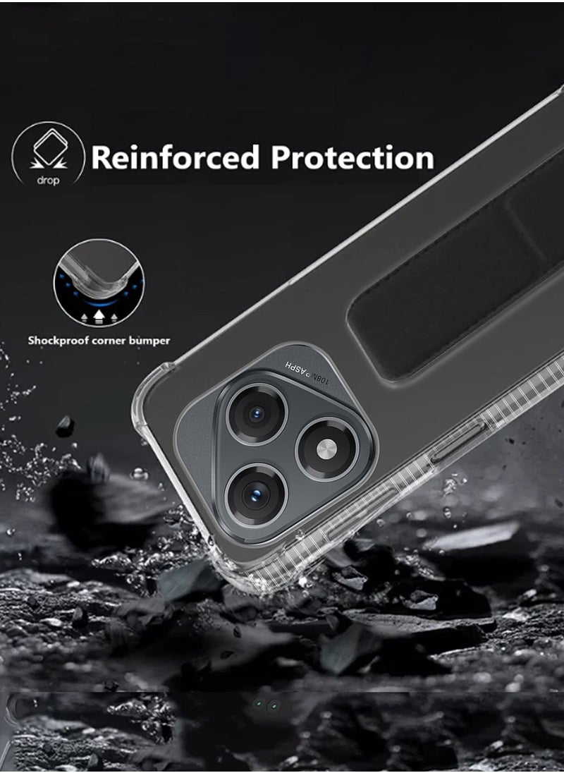 Wtech Honor 400 Lite 5G 2025 TPU Hand Grip Air Pillow Case Cover - Clear/Black  - Image 4