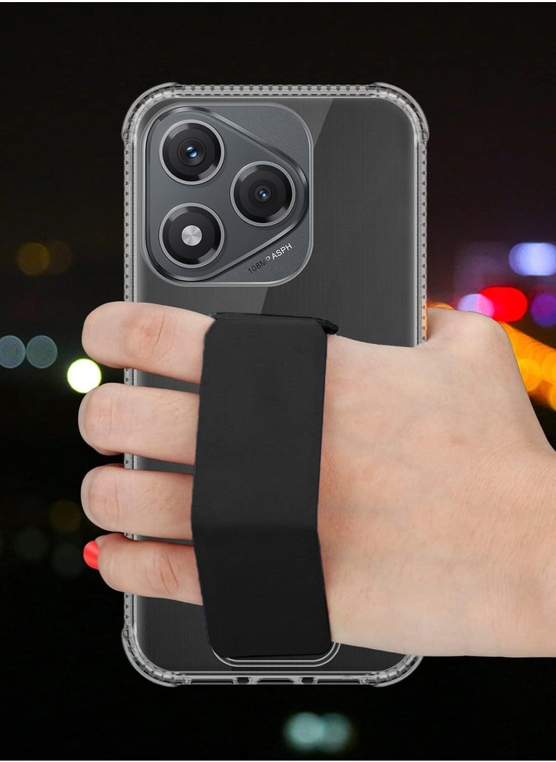 Wtech Honor 400 Lite 5G 2025 TPU Hand Grip Air Pillow Case Cover - Clear/Black  - Image 3