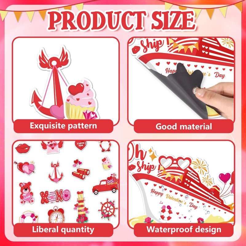 Fprl 16 Pcs Valentine's Day Door Decorations, Valentines Car Refrigerator Cruise Door Magnets Stickers, Reusable Magnets for Cabin Ship Carnival Refrigerator Office Car Accessories - Image 3