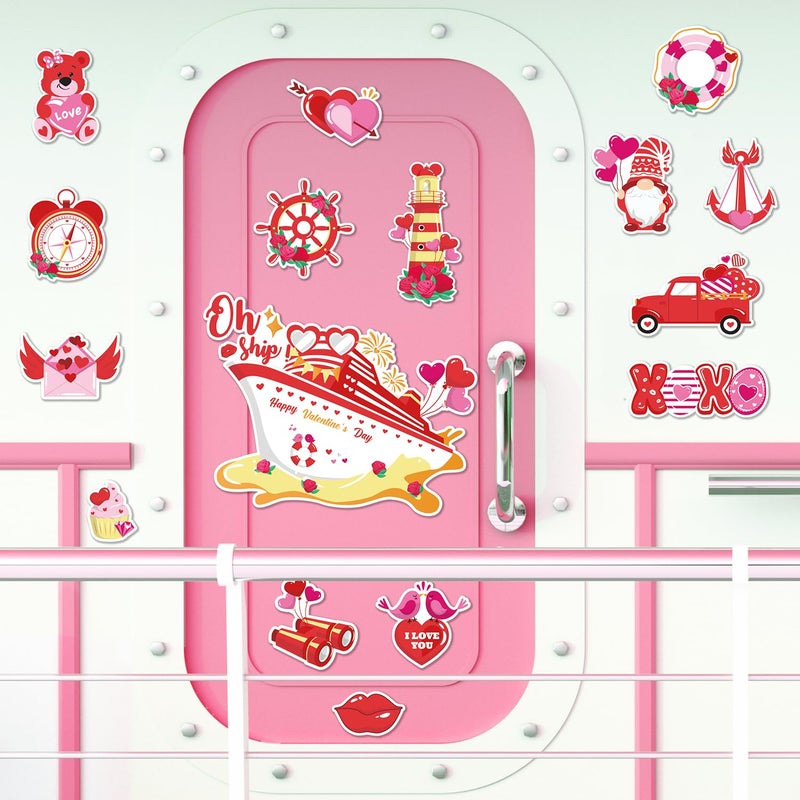 Fprl 16 Pcs Valentine's Day Door Decorations, Valentines Car Refrigerator Cruise Door Magnets Stickers, Reusable Magnets for Cabin Ship Carnival Refrigerator Office Car Accessories - Image 4