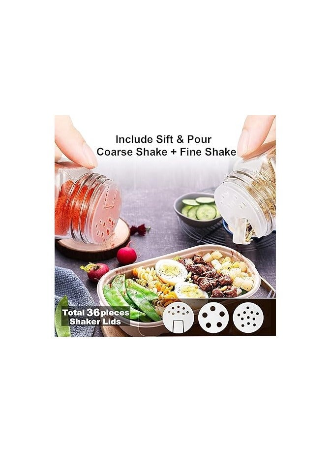 HJB VISSO 24 Pcs Glass Spice Jars/Bottles, 120ml Empty Square Spice Containers with Spice Labels, Shaker Lids and Bamboo Caps, Silicone Collapsible Funnel, SpongeBrush,Whiteboard Pen Included - Image 2