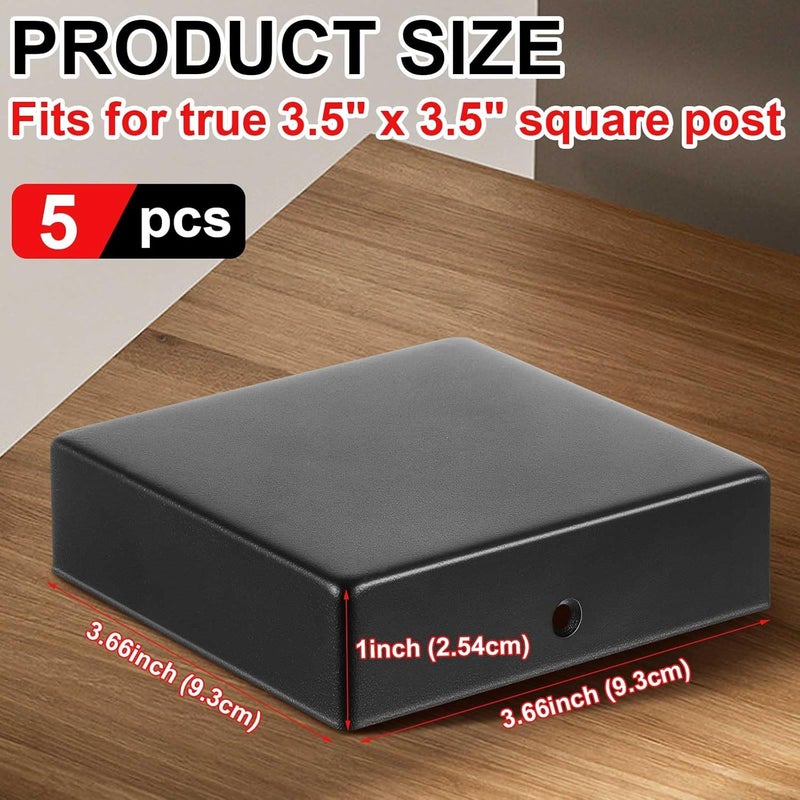 Pelopy 20 Pcs 4 x 4" Flat Pyramid Post Cap for True 3-1/2" x 3-1/2" Wood Posts Black Galvanized Powder Coated Steel Weatherproof Caps Cover for Decks, Porches, or Corridors Mailbox - Image 2