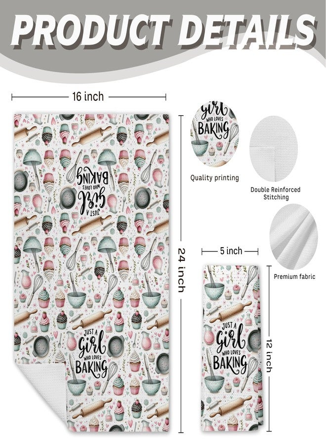 PIUD Gifts for Baking Lovers Women Kitchen Towels, Baker Gifts, Just a Girl Who Loves Baking Hand Dish Towels for Kitchen Bakery, 16x24 Inch - Image 2