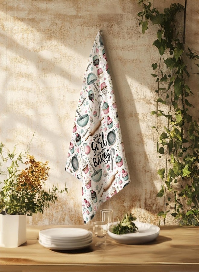 PIUD Gifts for Baking Lovers Women Kitchen Towels, Baker Gifts, Just a Girl Who Loves Baking Hand Dish Towels for Kitchen Bakery, 16x24 Inch - Image 3