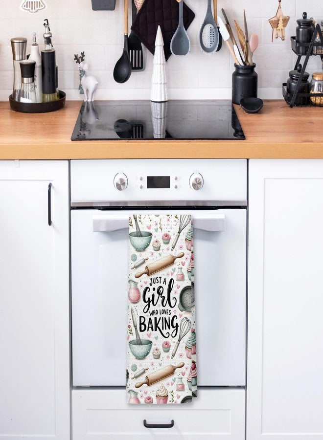 PIUD Gifts for Baking Lovers Women Kitchen Towels, Baker Gifts, Just a Girl Who Loves Baking Hand Dish Towels for Kitchen Bakery, 16x24 Inch - Image 4