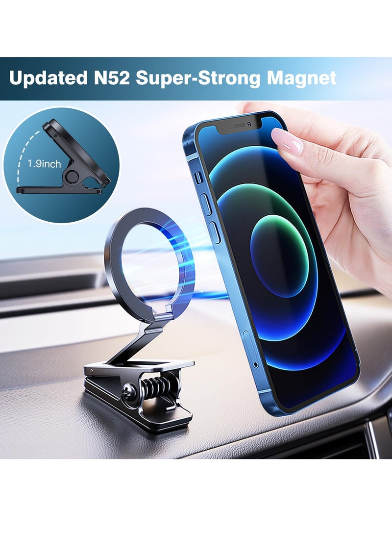 Excefore Car Mount, Magnetic Phone Holder Clamp for Desktop, Hands-Free Magnet Travel Phone Car Holder, Dash Mount for iPhone 15 14 13 12 Pro Max Mini Cases & All Phones - Image 4