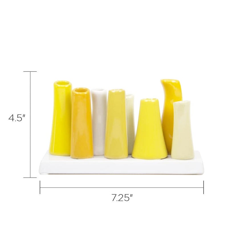 Chive - Pooley 2, Ceramic Flower Vase, 8-Tube Shape (Yellow) - Image 4