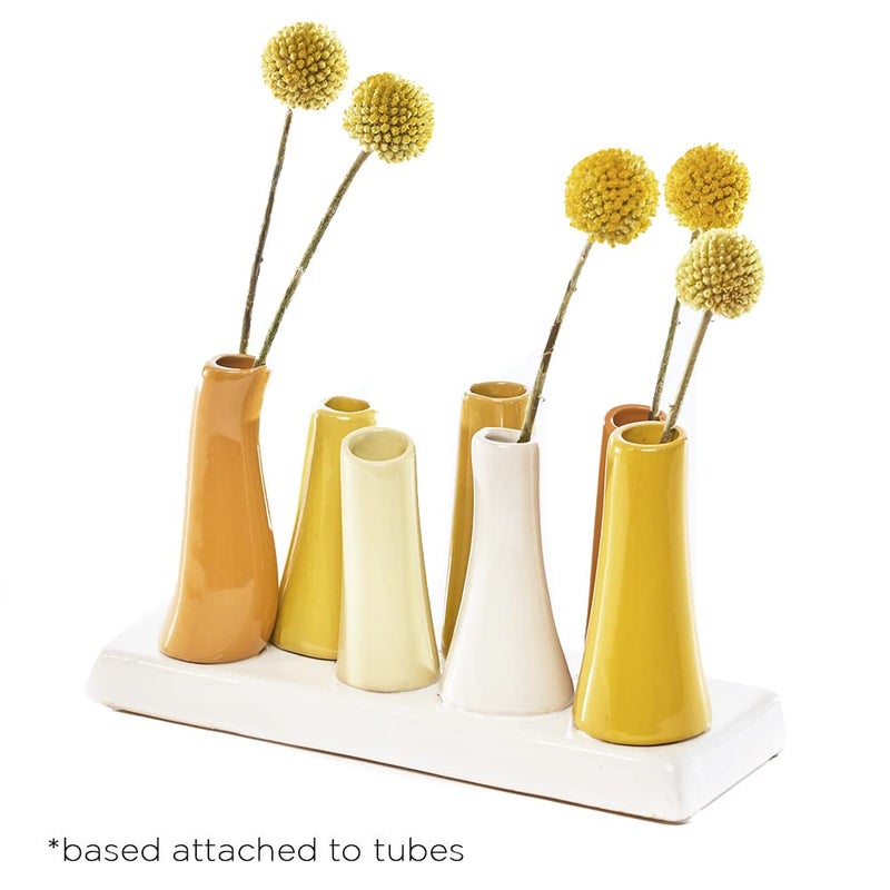 Chive - Pooley 2, Ceramic Flower Vase, 8-Tube Shape (Yellow) - Image 3