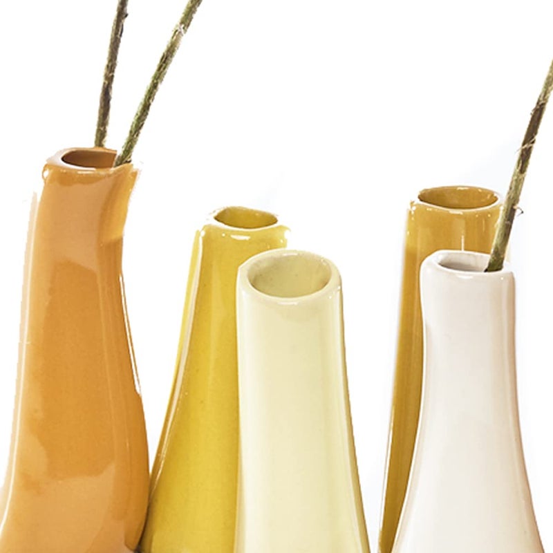 Chive - Pooley 2, Ceramic Flower Vase, 8-Tube Shape (Yellow) - Image 2