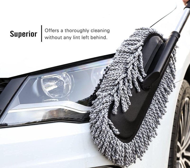 Kmils Microfiber Car Duster with Long Handle, Interior and Exterior Car Cleaning Brush (Pack of 2) - Image 3