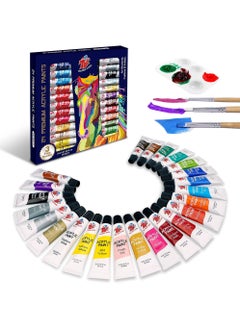 24 Pcs The Best Crafts Acrylic Paint Set with 3 Painting Brushes Acrylic Art Set and 6 Slot Paint Palette for Kids & Adults 12ml Tube