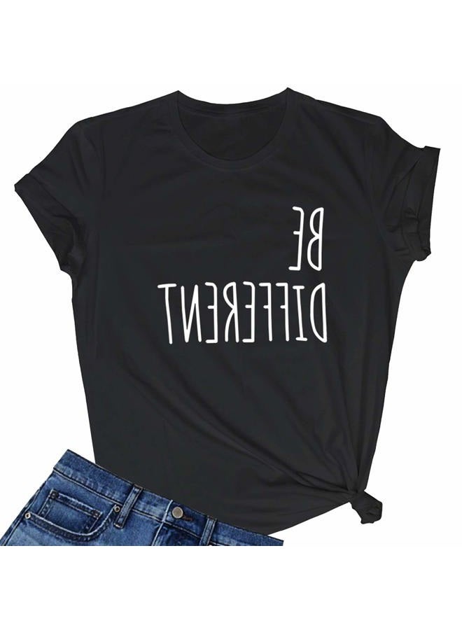 LOOKFACE Women Cute T Shirt Junior Tops Teen Girls Graphic Tees Black X-Large - Image 1