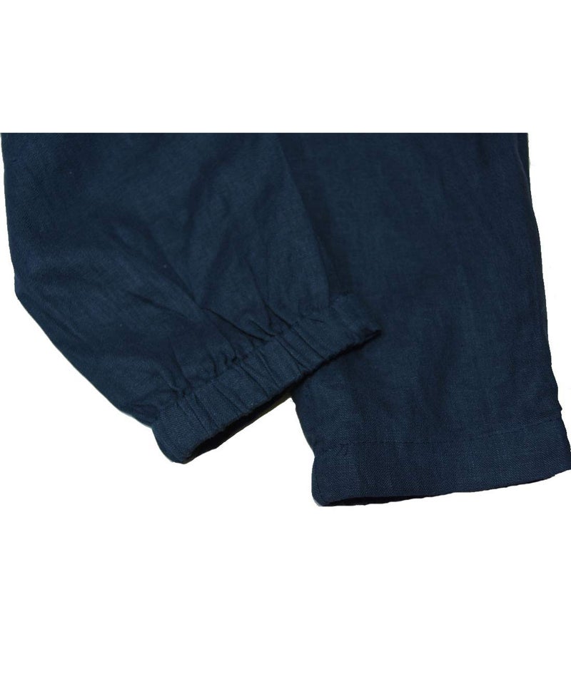 IXIMO Women's Tapered Pants 100% Linen Drawstring Back Elastic Waist Pants Trousers with Pockets Gray Blue S - Image 3