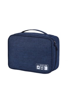 Generic Digital Storage Bag For Phones Cables Power Banks Usb Drives Multi-functional Storage Box-Color:Navy  - Image 1