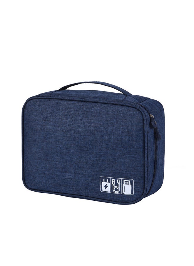 Generic - Digital Storage Bag For Phones Cables Power Banks Usb Drives Multi-functional Storage Box-Color:Navy - Image 1