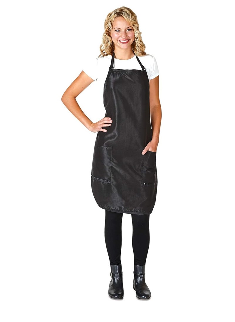 Betty Dain - Betty Dain Luminous Salon Stylist Apron, Classic Design, Bottom Zipper Pockets, Adjustable Neck Strap, Lightweight, Water-Resistant Poly Nylon Blend Repels Hair, Easy Care, Black - Image 1