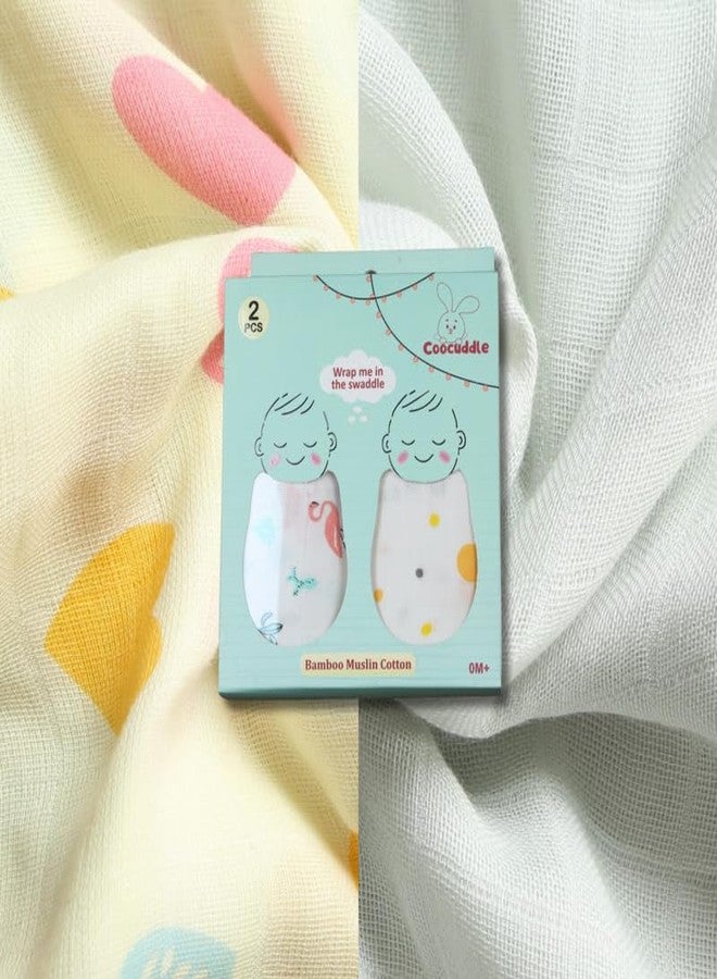 Coocuddle Bamboo Muslin Swaddle: Hearts & Plain Mint Grey - Set of Two, Organic Cotton, Soft & Breathable, Ideal for Newborns, Perfect for Swaddling, Daily Use & Baby Sleep - Image 2