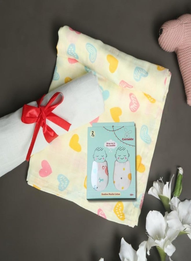 Coocuddle Bamboo Muslin Swaddle: Hearts & Plain Mint Grey - Set of Two, Organic Cotton, Soft & Breathable, Ideal for Newborns, Perfect for Swaddling, Daily Use & Baby Sleep - Image 3