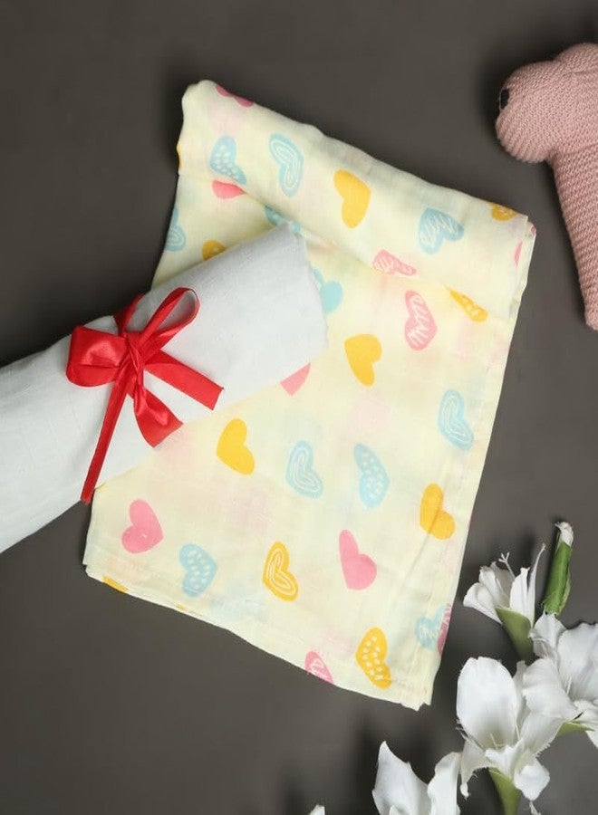 Coocuddle Bamboo Muslin Swaddle: Hearts & Plain Mint Grey - Set of Two, Organic Cotton, Soft & Breathable, Ideal for Newborns, Perfect for Swaddling, Daily Use & Baby Sleep - Image 4