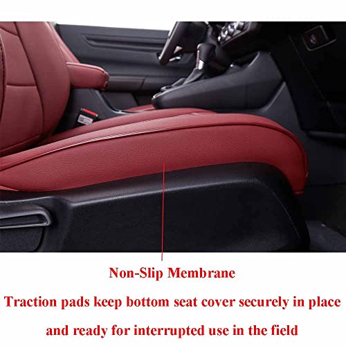 EKR Custom Fit CRV Seat Covers for Select Honda CRV 2015 2016 -Full Set, Leather (Burgundy) - Image 2