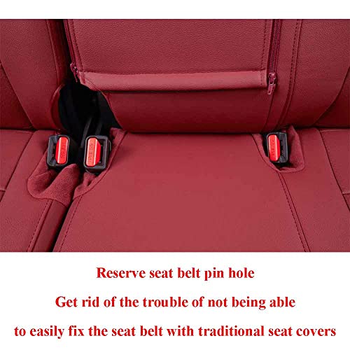 EKR Custom Fit CRV Seat Covers for Select Honda CRV 2015 2016 -Full Set, Leather (Burgundy) - Image 4
