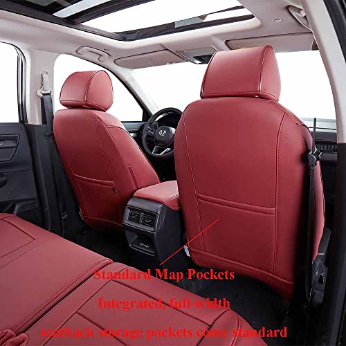 EKR Custom Fit CRV Seat Covers for Select Honda CRV 2015 2016 -Full Set, Leather (Burgundy) - Image 3