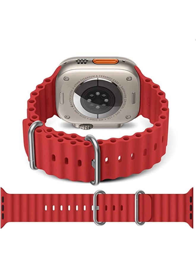 SHOPI Newest Silicone Ocean Watch Band For Apple Watch Series 8 7 6 5 4 3 2 1 SE Compatible With Apple Watch Band 42mm 44mm 45mm 49mm Replacement Women Mens, Sport  slides Strap for iWatch Ultra  - Image 1