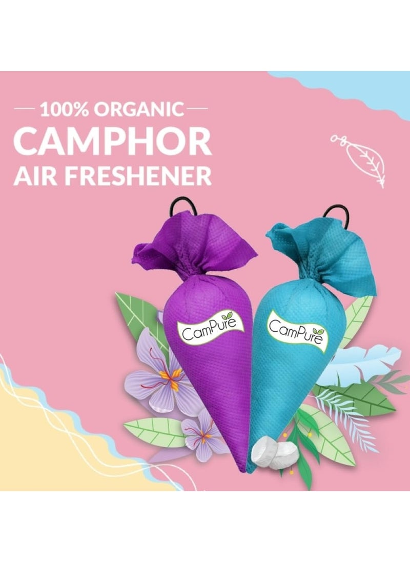 Mangalam - CamPure Camphor Cone (1 Original + 1 Lavender) Pack Of 2-100% Organic | Air Freshener For Car, Wardrobe, Office Cabin's, Drawers, Travel Bag & Bathroom - Image 1