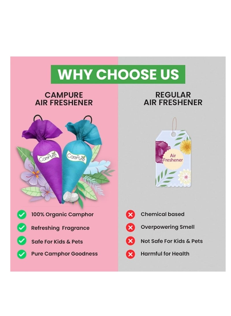 Mangalam - CamPure Camphor Cone (1 Original + 1 Lavender) Pack Of 2-100% Organic | Air Freshener For Car, Wardrobe, Office Cabin's, Drawers, Travel Bag & Bathroom - Image 1