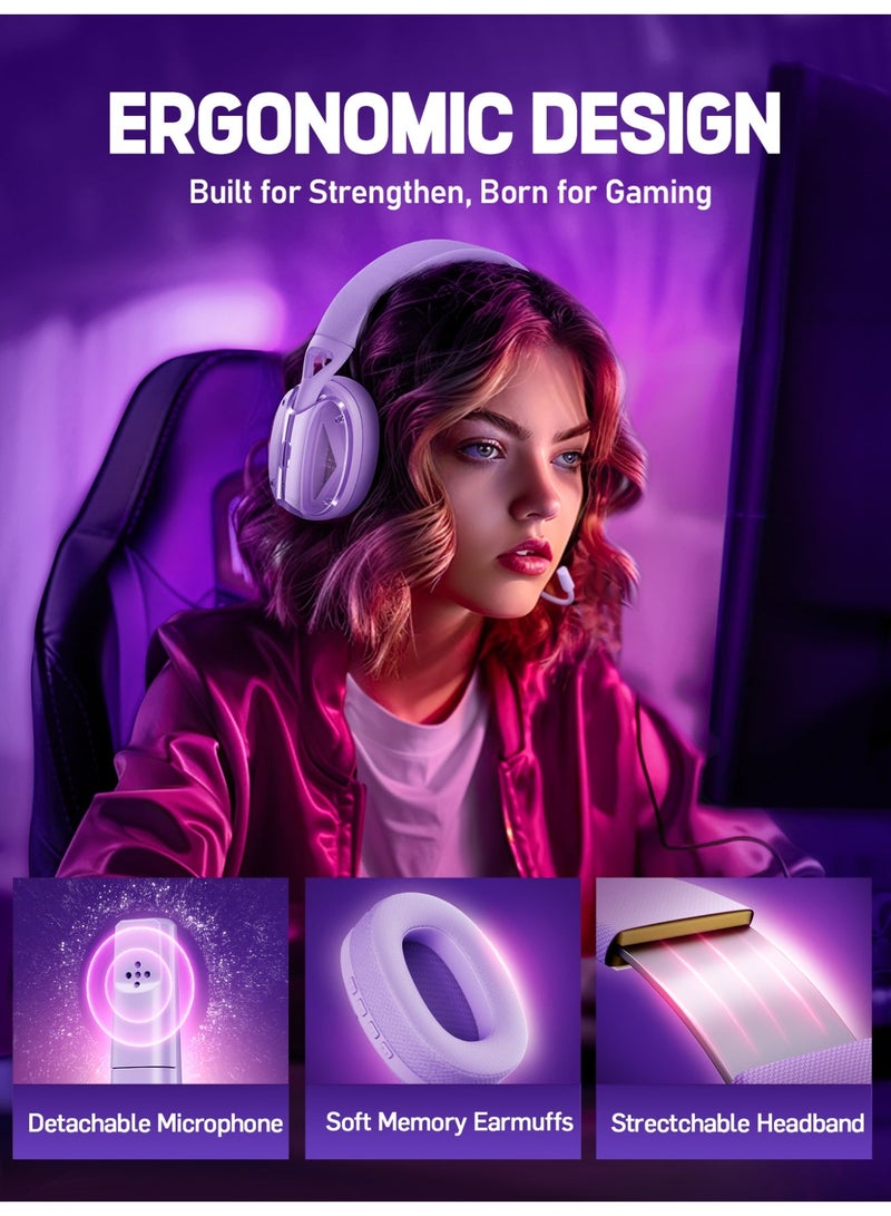 بيكن سماعة رأس لاسلكية للألعاب G1، ثلاثية الأوضاع 2.4 جيجاهرتز/بلوتوث/USB-C، صوت محيطي ثلاثي الأبعاد، صوت مكاني، ميكروفون عالي الدقة ENC، سماعات رأس خفيفة الوزن لألعاب PS5 والكمبيوتر الشخصي والهاتف - Image 5