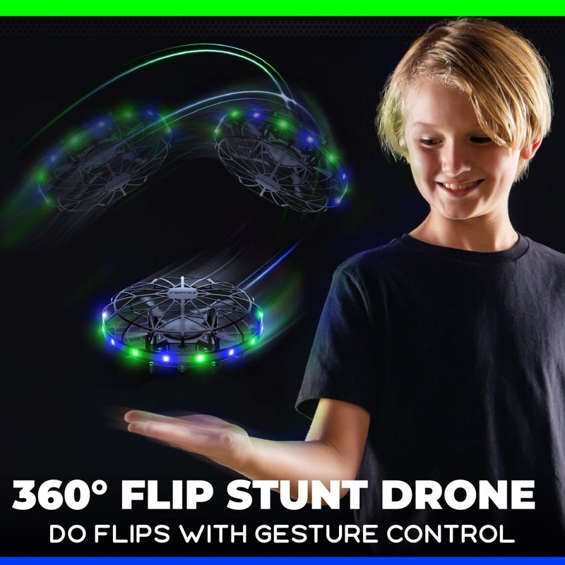 Force1 Scoot LED Hand Operated Drone for Kids or Adults - Hands Free Motion Sensor Mini Drones, Easy Indoor Flying Orb Ball Small UFO Toy for Boys and Girls (Green/Blue) - Image 4