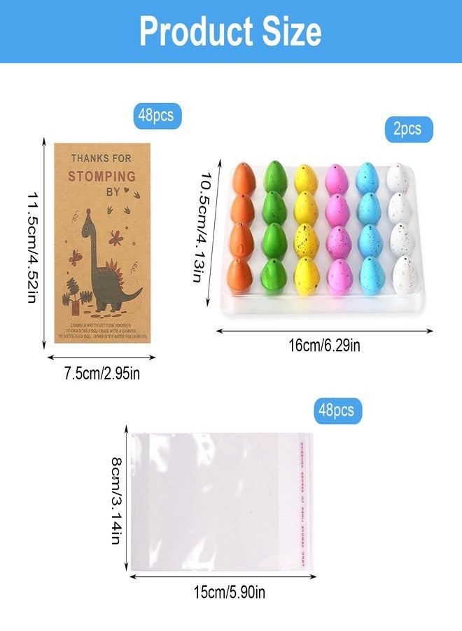 FASBET 48 Sets Dinosaur Party Favors Funny Mini Dinosaur Toys Dinosaur Birthday Party Supplies 48 Pack Dino Eggs and 48 Hatching Card Bulk Gifts Novelty Birthday Party Decorations for Kids Boys Girls Toddler - Image 2