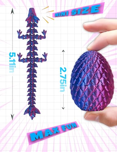 YILCER 4PCS 3D Printed Dragon Eggs with Dragon Inside Mini Dragon Egg Set Easter Eggs Articulated Dragon Mystery Dragon Egg Fidget Toy Surprise 3D Printed Animals Toy Set Multicolor34pcs - Image 5