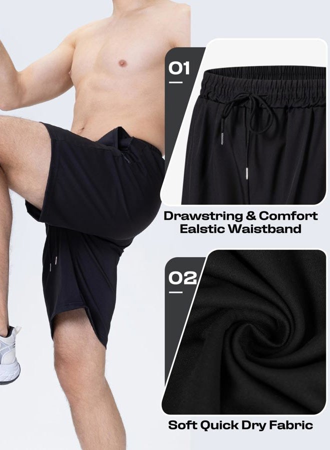 JWJ Mens Athletic Gym Workout Shorts Lightweight Quick Dry Running Basketball Shorts with Zipper Pockets, 3 Pack Black / Dark Grey / Army, S - Image 4