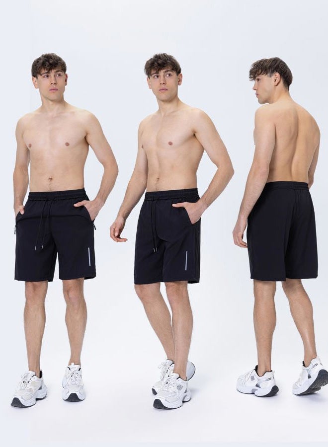 JWJ Mens Athletic Gym Workout Shorts Lightweight Quick Dry Running Basketball Shorts with Zipper Pockets, 3 Pack Black / Dark Grey / Army, S - Image 2