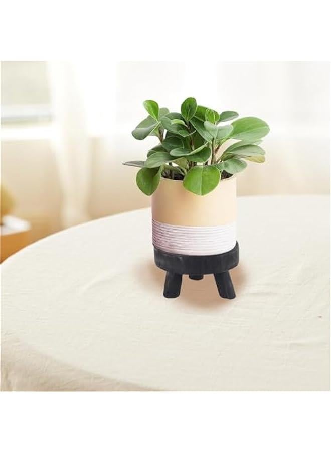 Generic Plant Display Stand Wooden Planter Stool Stable Flower Vase Shelf Round Flower Pot Holder Flowerpot Stand for Balcony Patio , Black S  - Image 2