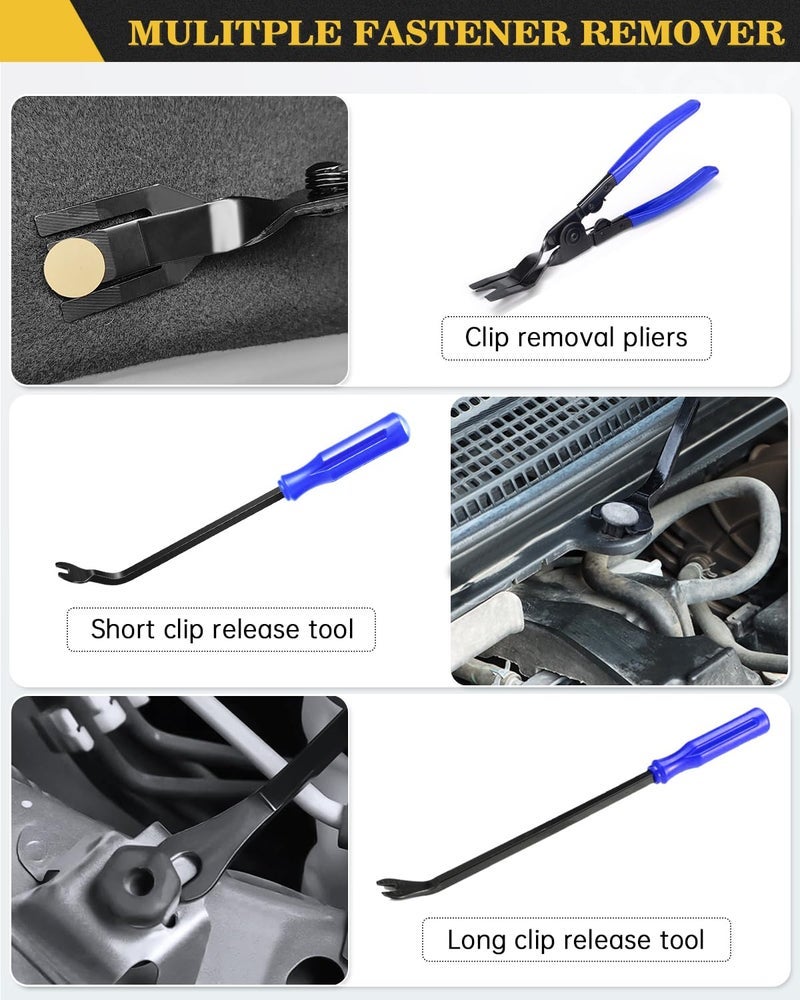Poraxy Trim Removal Tool, 120Pcs Car Panel Door Audio Removal Tool Kit, Auto Clip Pliers Fastener Remover Pry Tool Set with Storage Bag - Image 2