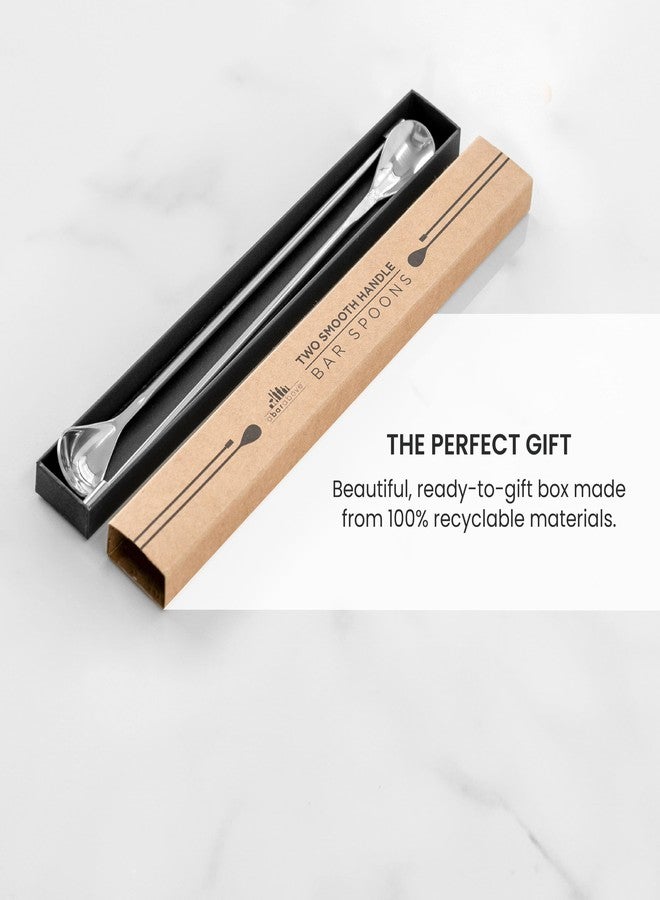 A Bar Above طقم ملاعق بار من A Bar Above، بمقبض حلزوني، ملاعق خلط من الفولاذ المقاوم للصدأ لمجموعة خلاط الكوكتيل، للتقليب والترتيب، ملحقات أساسية للبار الاحترافي أو المنزلي (ستانلس ستيل، أملس) - Image 5