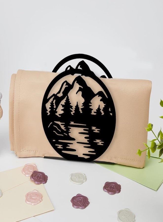 SUPERDANT Mountain View Serviette Holder for Tables Tree Napkin Holders Forest Tree Tissue Holder Metal Napkin Dispenser Tissue Practical Decoration for Kitchen Countertop Restaurant 5.3x5.3in - Image 5