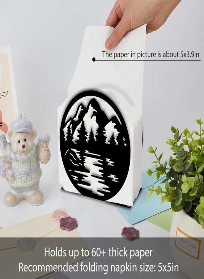 SUPERDANT Mountain View Serviette Holder for Tables Tree Napkin Holders Forest Tree Tissue Holder Metal Napkin Dispenser Tissue Practical Decoration for Kitchen Countertop Restaurant 5.3x5.3in - Image 3
