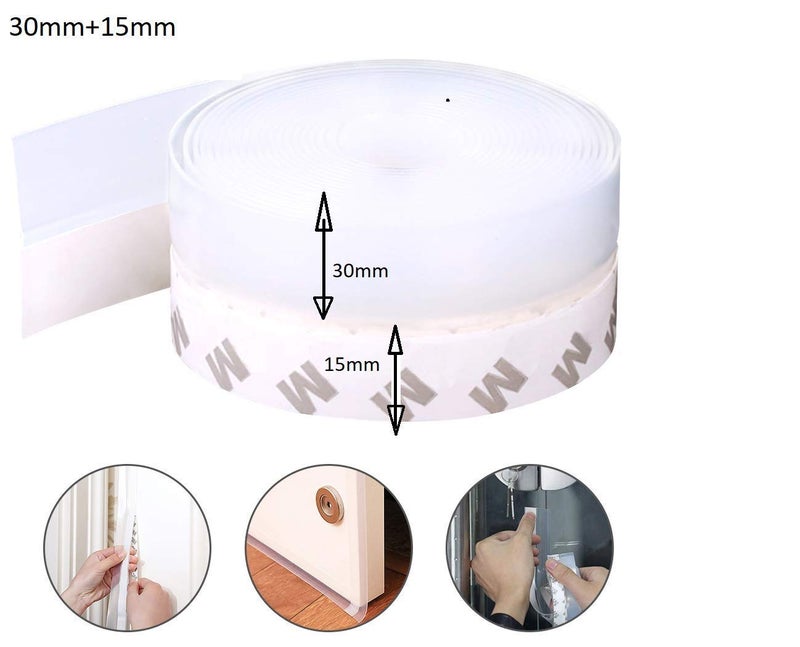 Delzon Delzon Silicone Seal Tape 45 mm Door Tape Gaps Tape Sealer Tape Multi Size White 2 Meter  - Image 2
