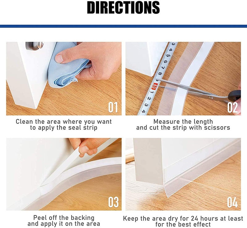 Delzon Delzon Silicone Seal Tape 45 mm Door Tape Gaps Tape Sealer Tape Multi Size White 2 Meter  - Image 4