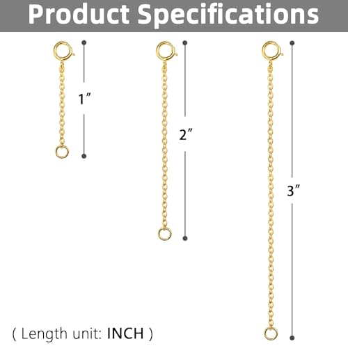VANBARIS Necklace Extenders for Women, 925 Sterling Silver Necklace Extenders Gold and Silver Chain Bracelet Jewelry Extension for Women, 6 Piece Set (1, 2, 3 Inches) - Image 3