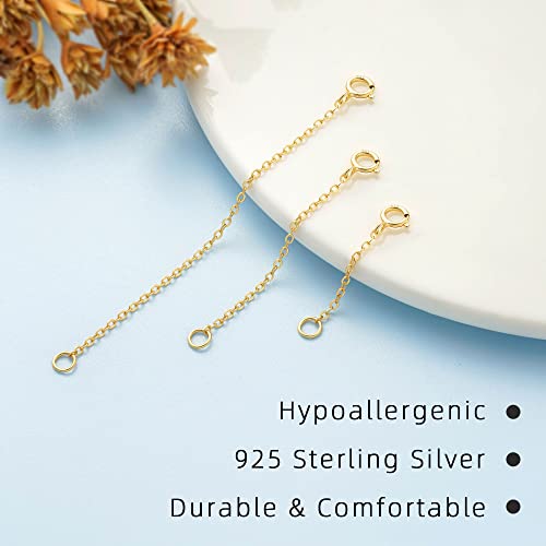VANBARIS Necklace Extenders for Women, 925 Sterling Silver Necklace Extenders Gold and Silver Chain Bracelet Jewelry Extension for Women, 6 Piece Set (1, 2, 3 Inches) - Image 5