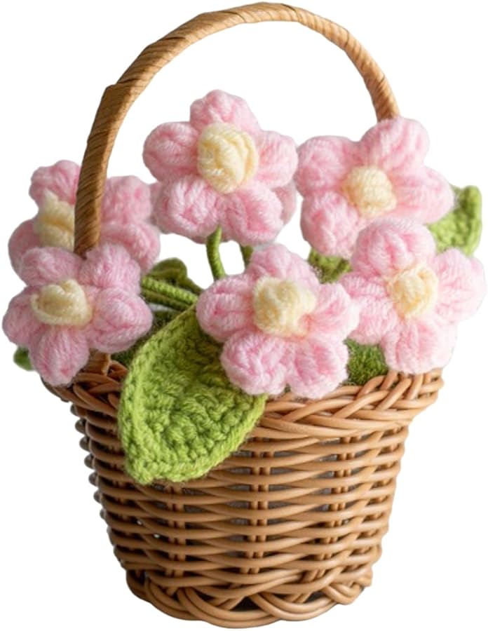 Pink Mini Flower Basket Desktop Decoration Eternal Dried Flower DIY Creative Gift - Image 1
