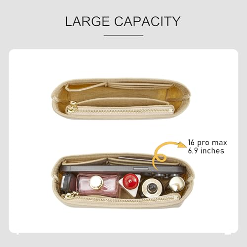 OAikor Purse Organizer Insert Compatible with Longchamp Mini Bag and More, Bag Insert for le pliage Original/Green Pouch with Handle/Extra Small Handbag Inner Shaper(Mini, Beige) - Image 5