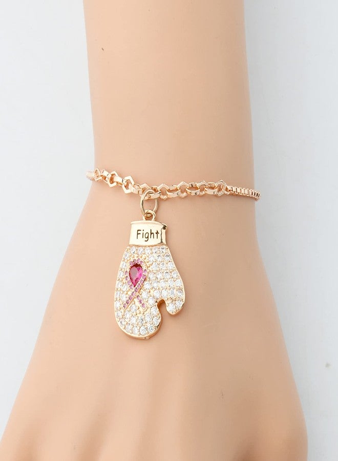 HOLLP Breast Cancer Awareness Bracelet Fight The Cancer Recovery Jewelry Cancer Survivor Gift for Women (Rose Red-RG) - Image 3