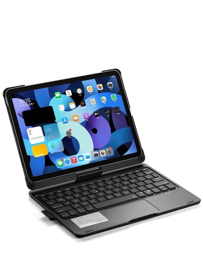 glassology - iPad Keyboard Folio Combo for iPad 10.2/ Air 10.5 7th, 8th, 9th gen (2019, 2020, 2021) with Rotatable Backlit Keyboard Trackpad Smart Connector English & Arabic with Screen Protector in Black - Image 1